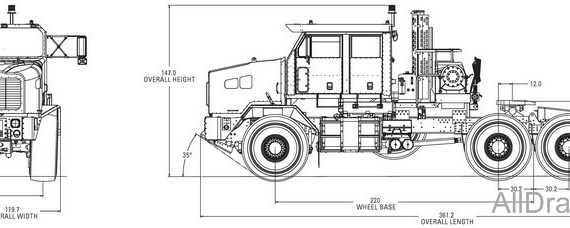 Oshkosh HET (2009) чертежи (рисунки) грузовика